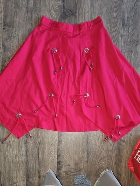Vintage Bohemian Skirt Size 7/8 Burgundy Handkerchief Hem Cowboy Women